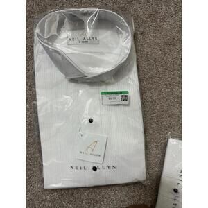 NWT Neil Allyn Tuxedo Shirt Mens L 32/33 White Laydown Collar Pleated